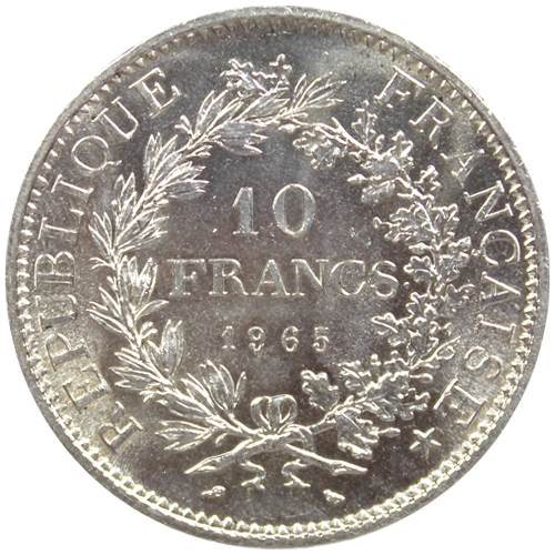 Illustration: 10 Francs Hercule Argent Pieces Francaises (Revers)